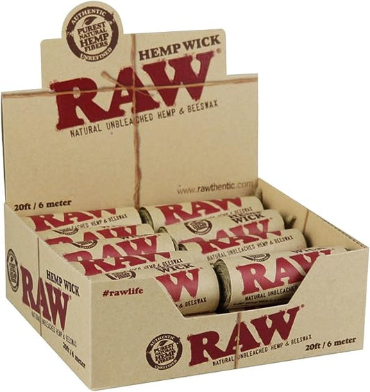 Raw - Natural Hemp Wick Rolls - 20ft - (20pc Display)