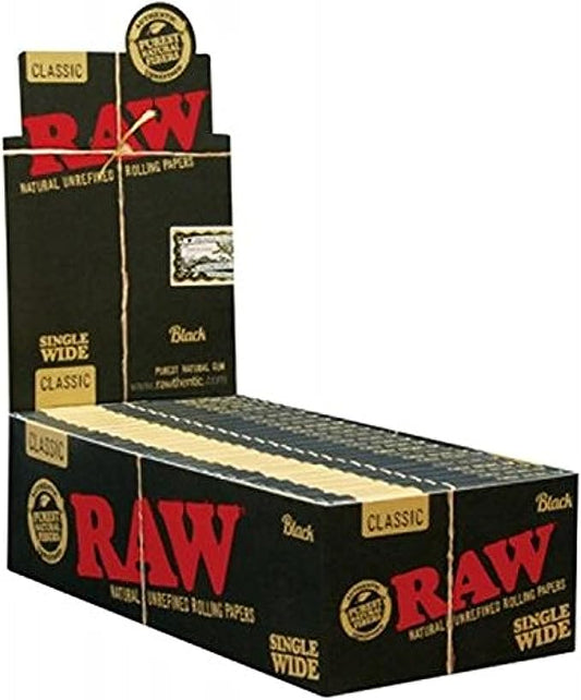 Raw - Single Wide Black Rolling Paper (25ct)