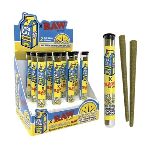 Raw - Lyrical Lemonade Pressed Bud Hemp Wraps Pre-Rolled Cones King Size - 12 (24) Pack