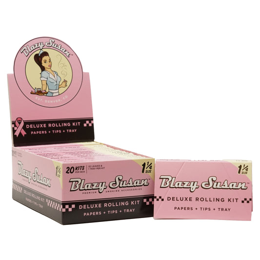 Blazy Susan - Pink 1 1/4 Size Deluxe Rolling Paper Kit