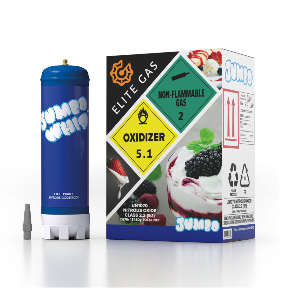 Jumbo Whip™ 1100g LargeCapacity Nitrous Oxide (N2O) Canister (Flavorl