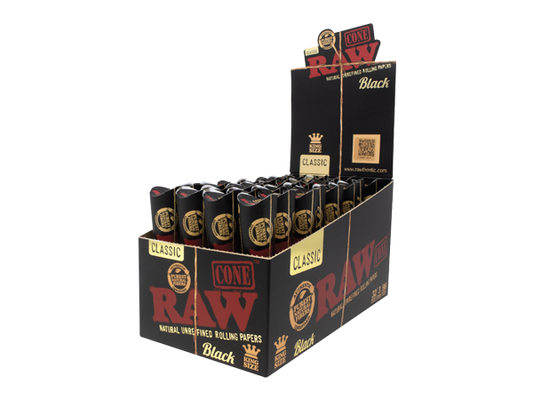RAW - Black Pre-Rolled Cones - 6 Pack - 1 1/4 Size