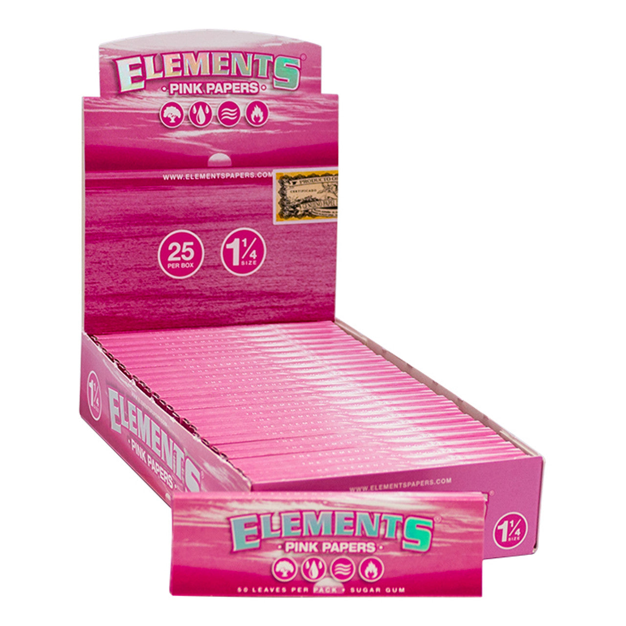 Elements Pink Rolling Papers 1 1/4 - 25 packs