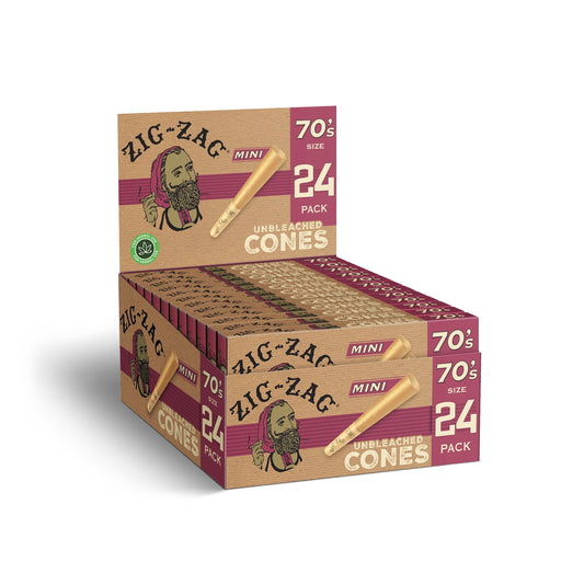 Zig-Zag 70's Size Unbleached Cones 24 Pack (12ct)