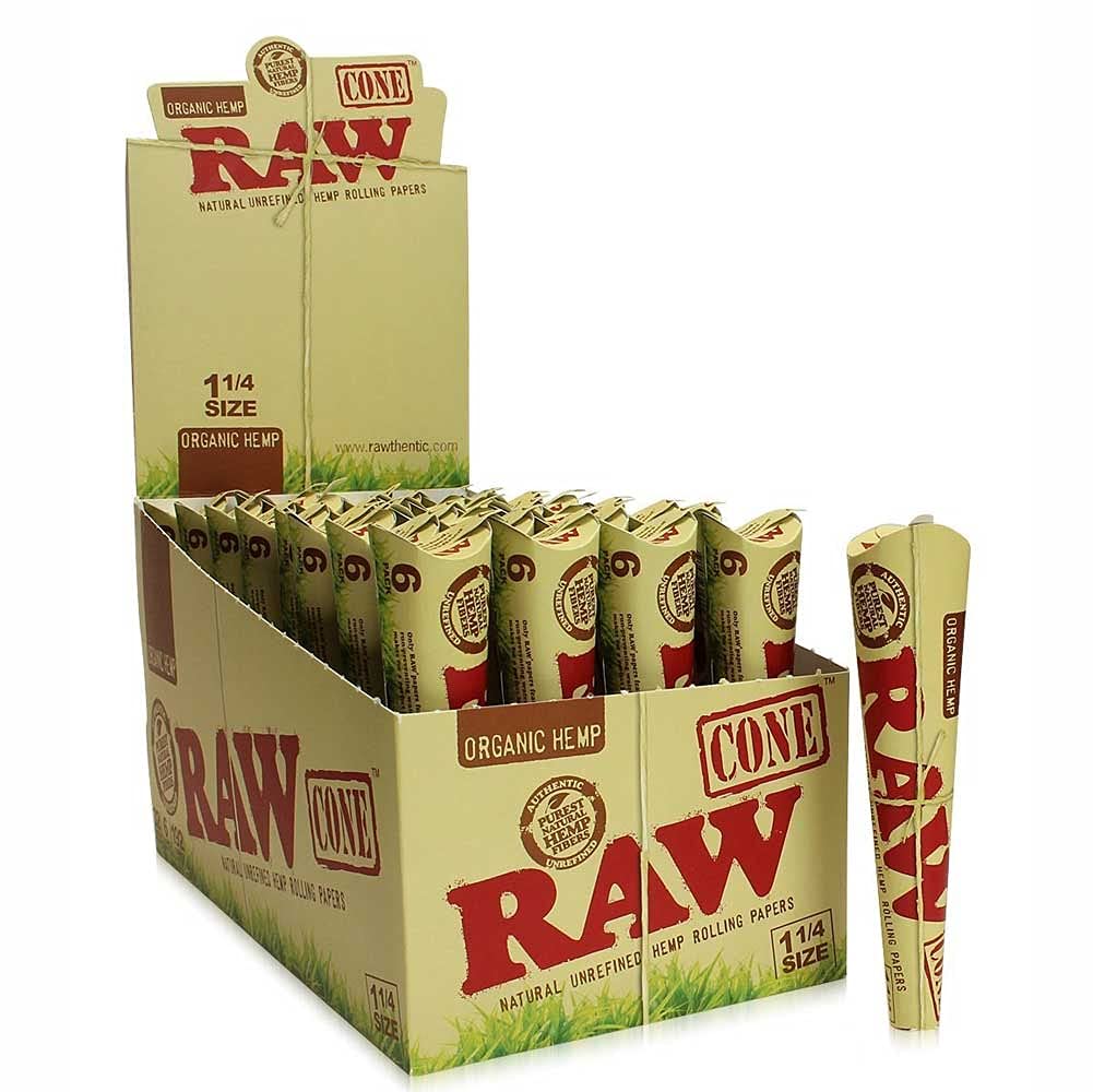RAW - Organic Pre-Rolled Cones - 6 Pack - 1 1/4 Size