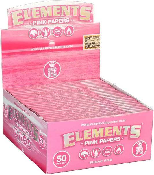 Elements Pink Rolling Papers King Size Slim - 50 packs