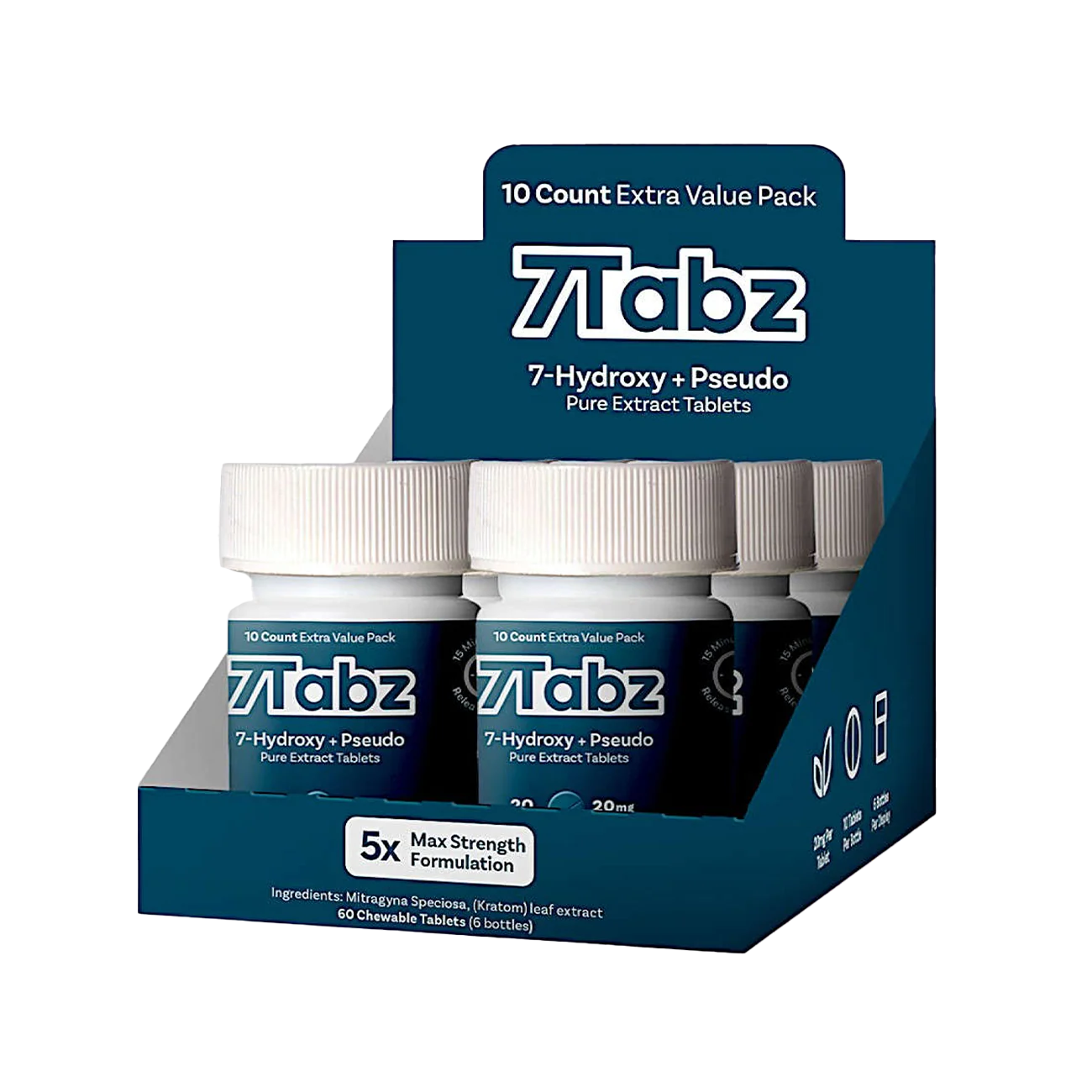 7Tabz 7-Hydroxy+Pseudo 20mg 10ct Per Bottle - 6 Displays