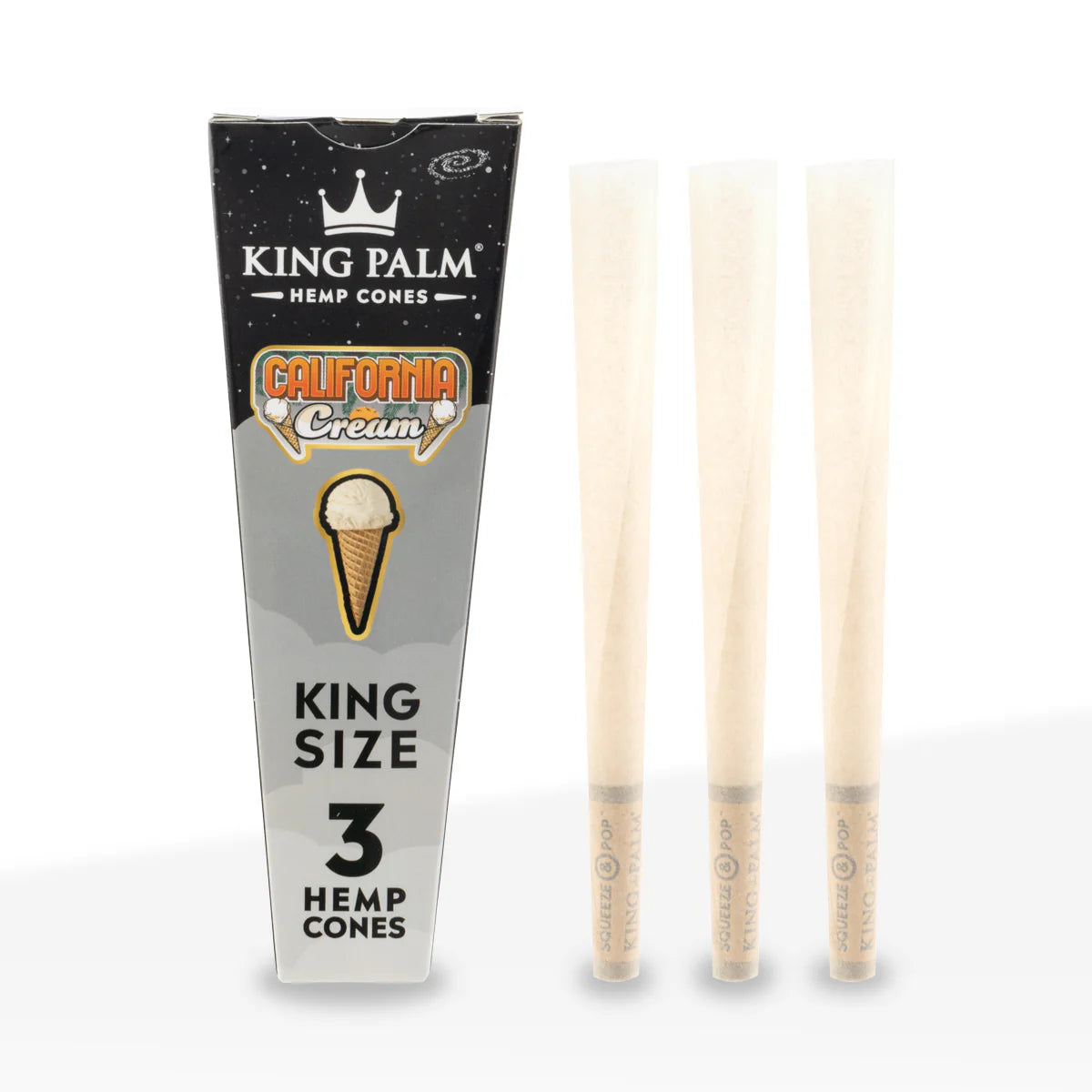 King Palm - Hemp Cones - King Size 3pk (30ct display)