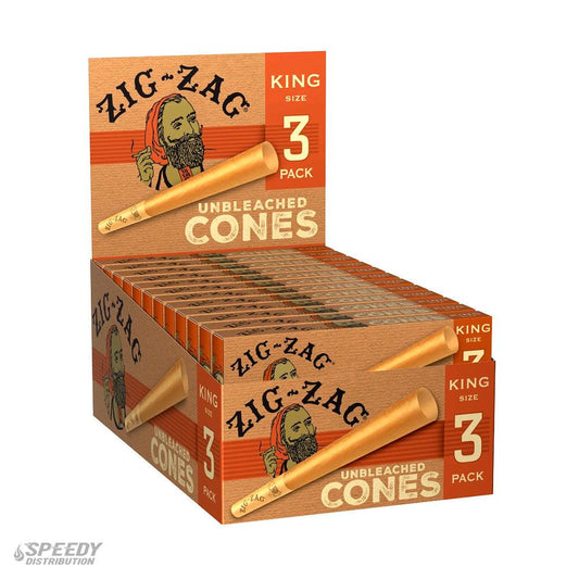 Zig-Zag King Size Unbleached Cones 3 pack (12ct)