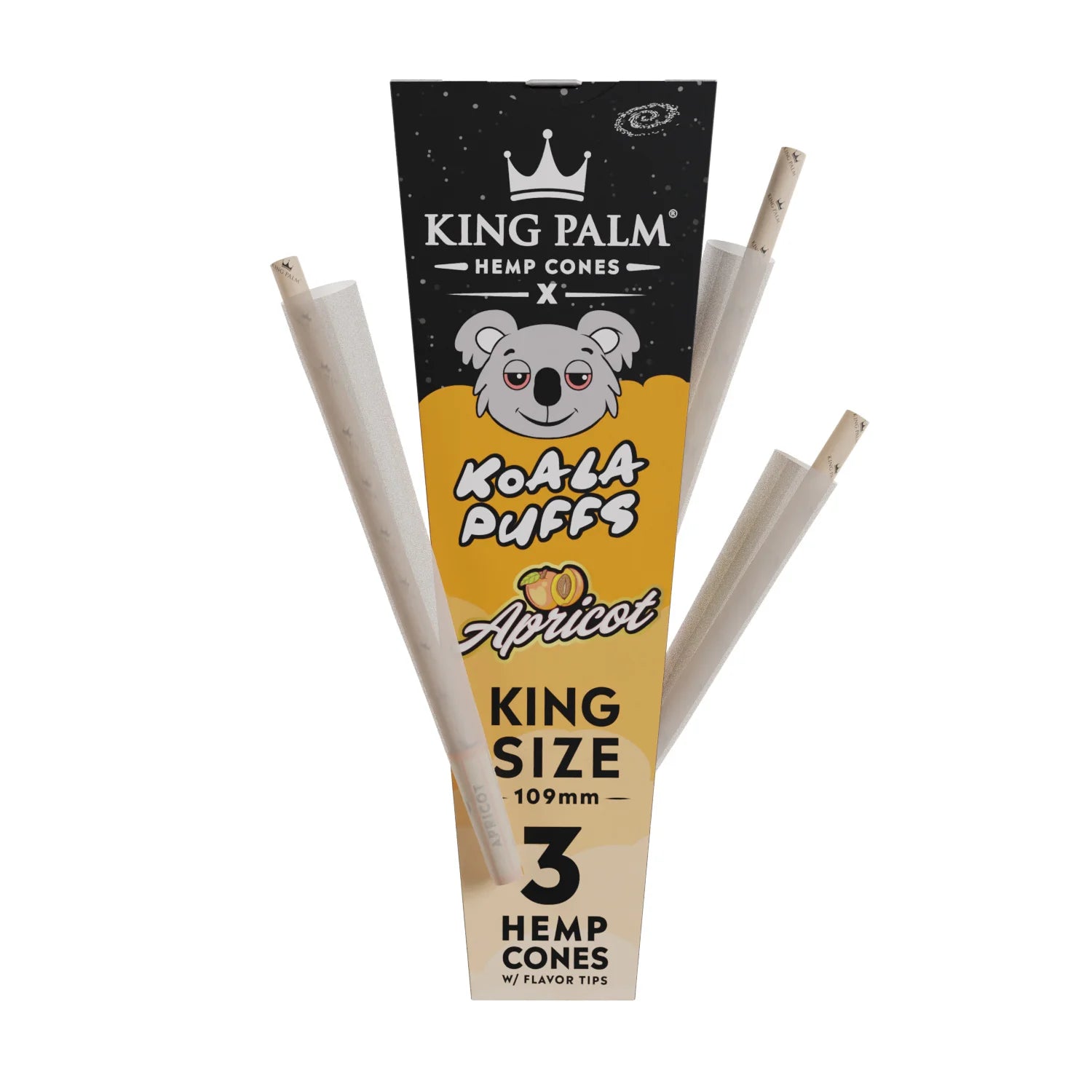 King Palm X Koala Puff  King Size  Hemp Cones - Apricot 3pk (30ct display)