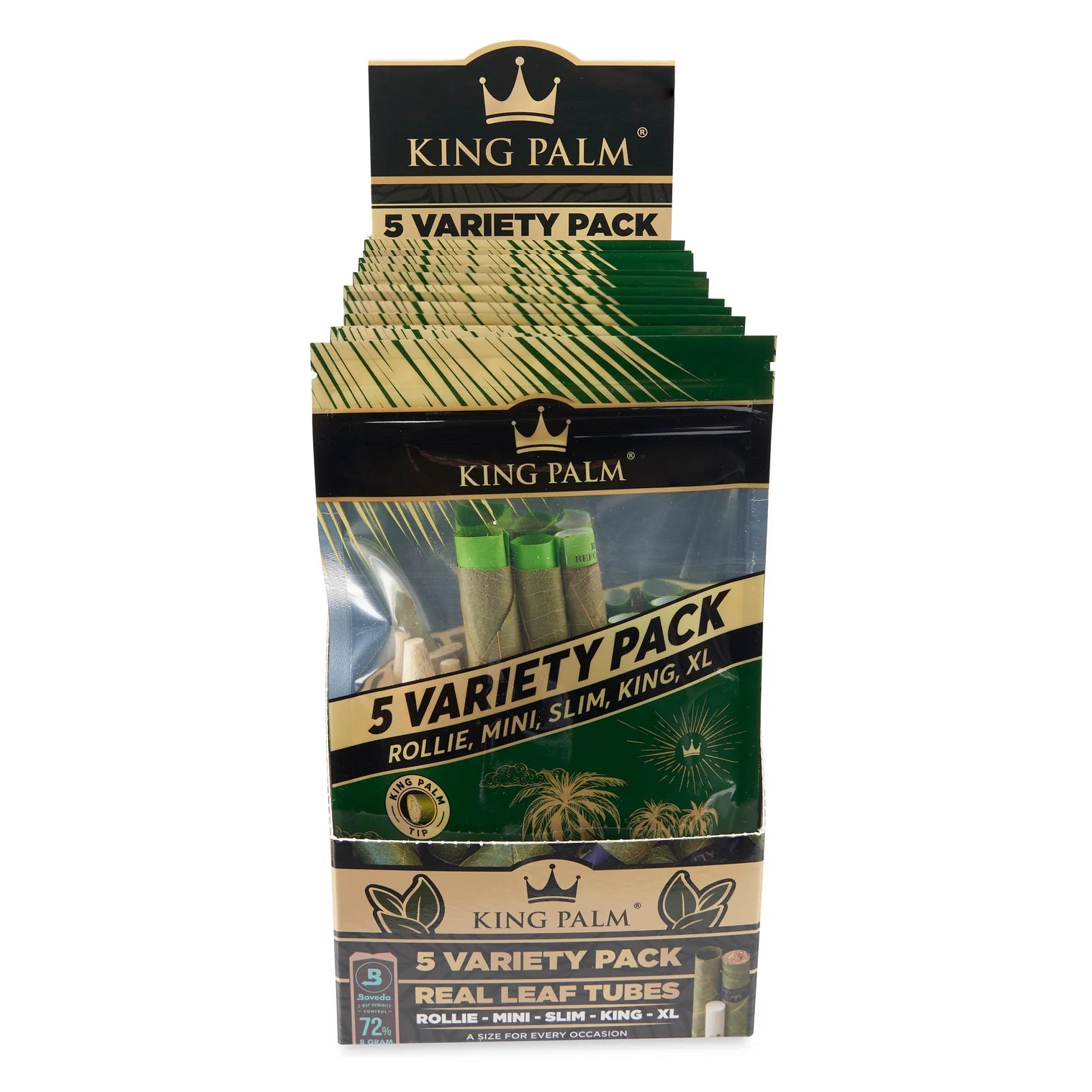 King Palm - 5 Size Variety Pack Real Leaf Tubes (15ct Display)