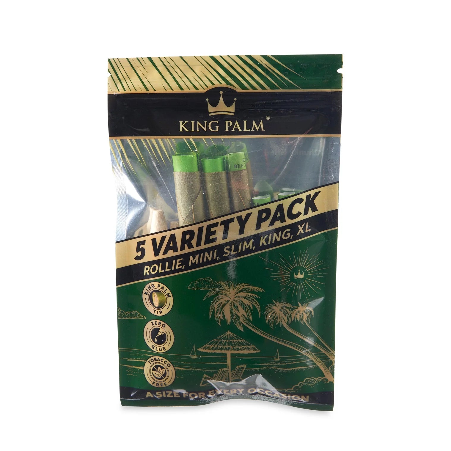 King Palm - 5 Size Variety Pack Real Leaf Tubes (15ct Display)