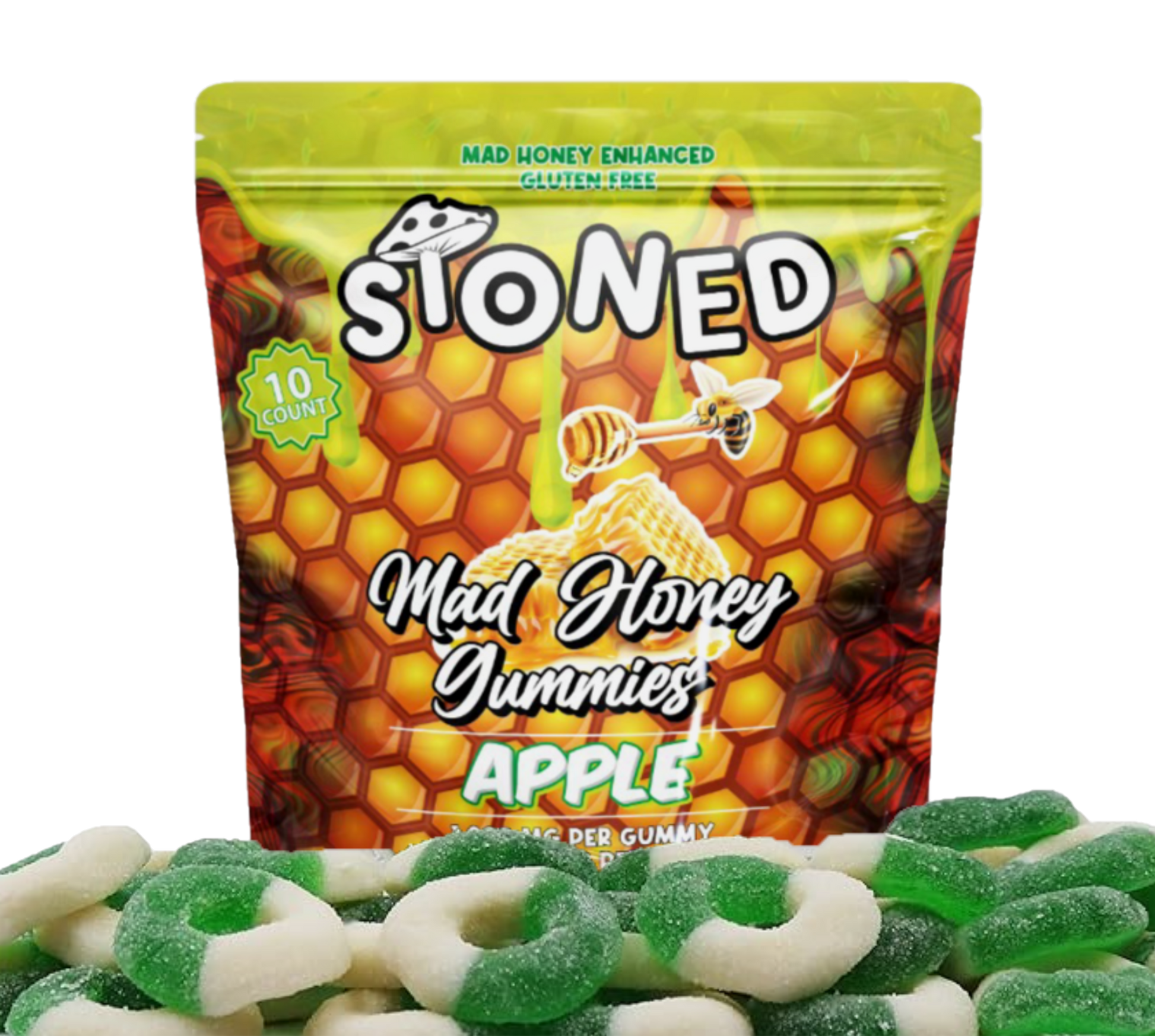 Stoned Mad Honey Mushroom Gummies (10000mg/bag) (10 bags/box)