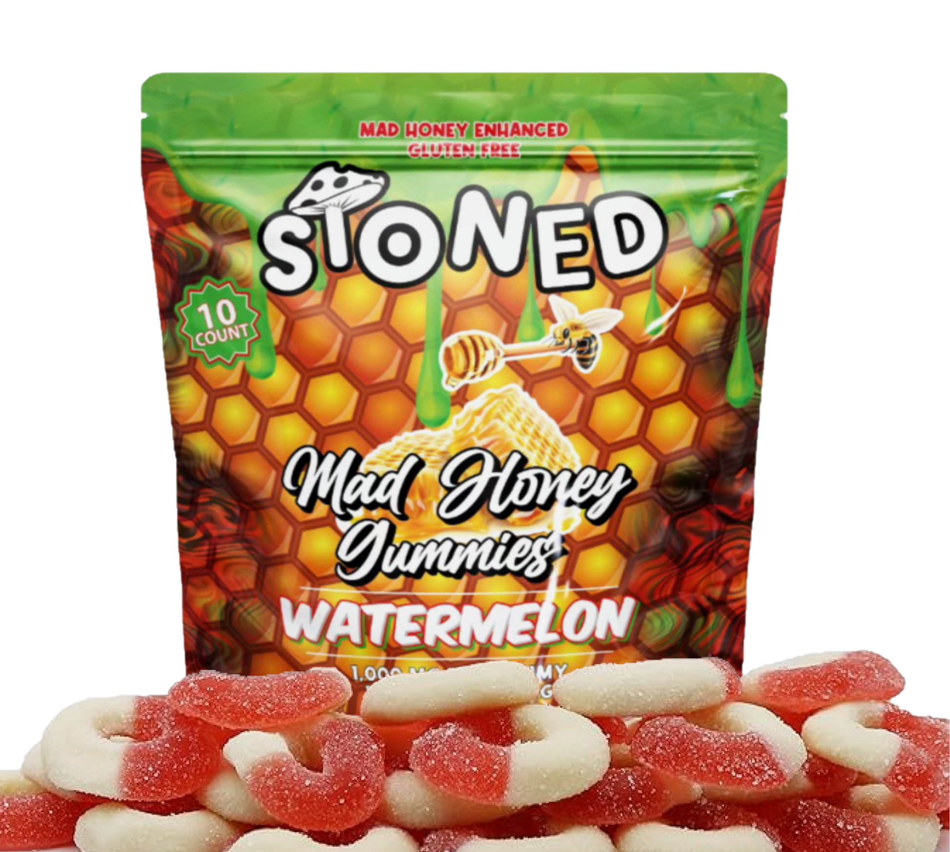 Stoned Mad Honey Mushroom Gummies (10000mg/bag) (10 bags/box)