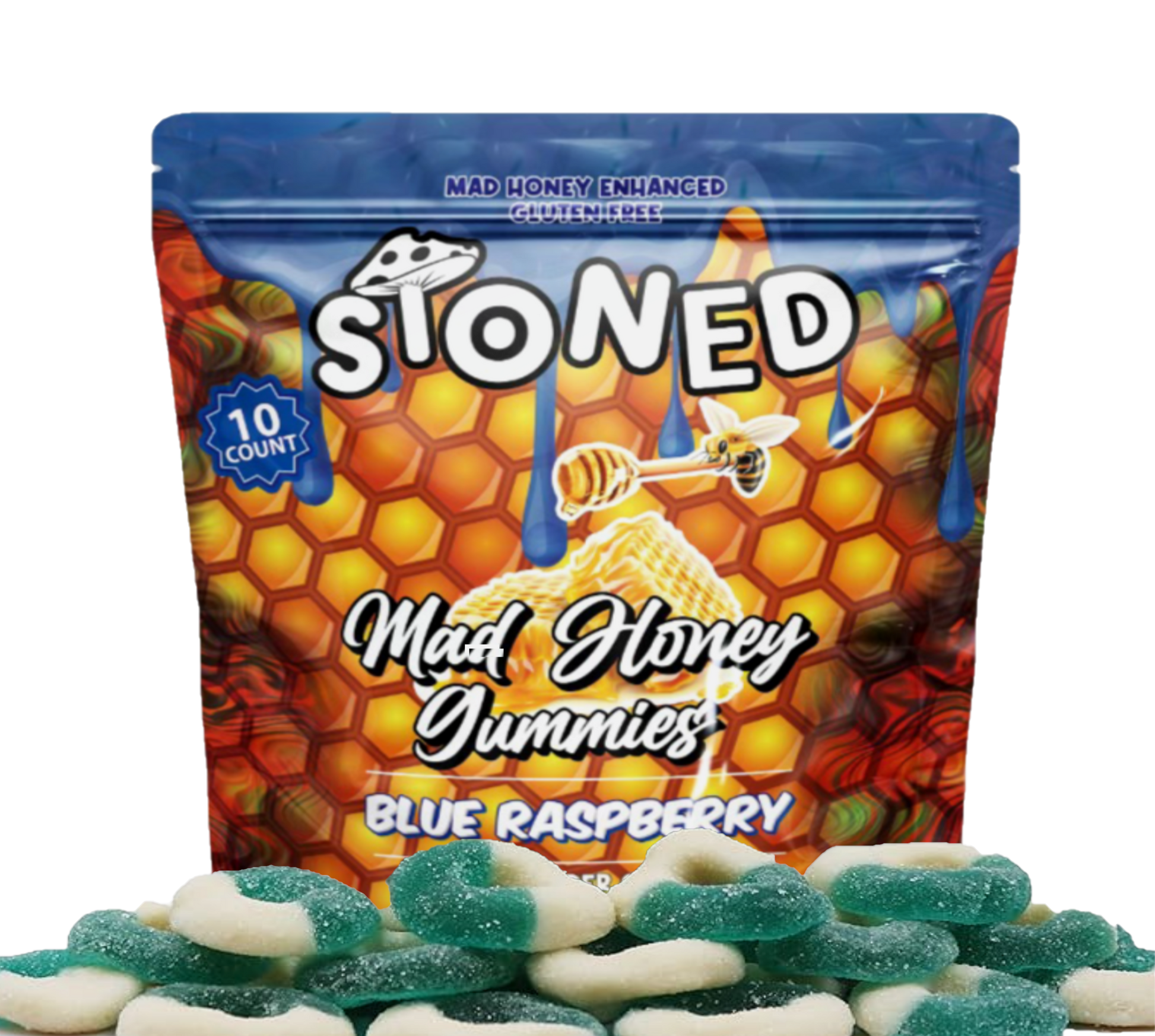 Stoned Mad Honey Mushroom Gummies (10000mg/bag) (10 bags/box)