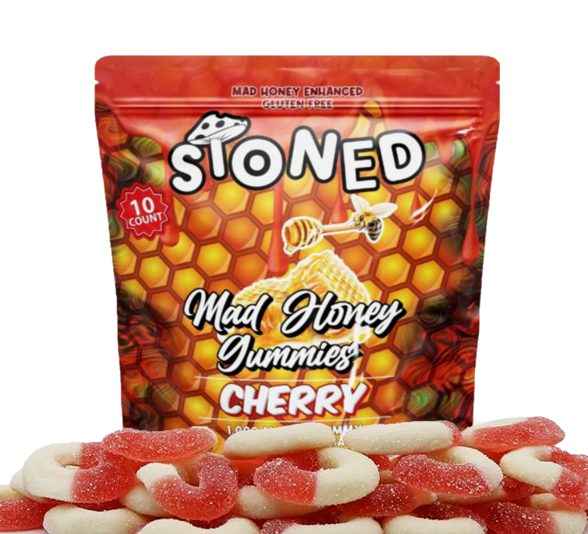 Stoned Mad Honey Mushroom Gummies (10000mg/bag) (10 bags/box)