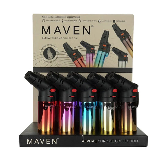 2 Pack MAVEN Laytop Neon Torch Lighters – Adjustable Flame, Pocket-Size, Refillable Butane