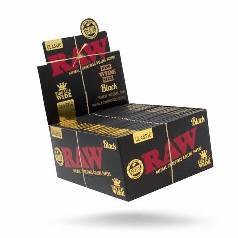 RAW - King Size Wide Black Natural Classic Rolling Papers (50pc Display)