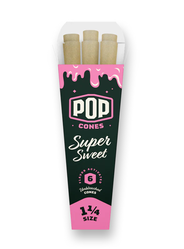 Pop Cones 1 ¼ Size 6pk Pre-Rolled Cones with Flavor Tip (24ct Display)