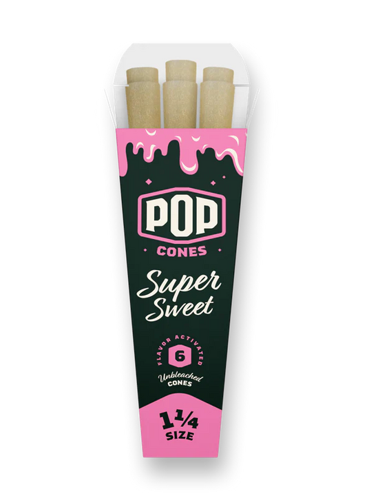 Pop Cones 1 ¼ Size 6pk Pre-Rolled Cones with Flavor Tip (24ct Display)