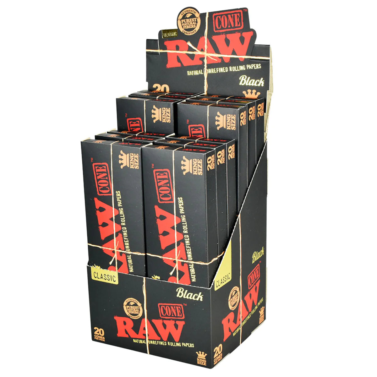 RAW - Black Pre-Rolled Cones - 20 Pack - King Size