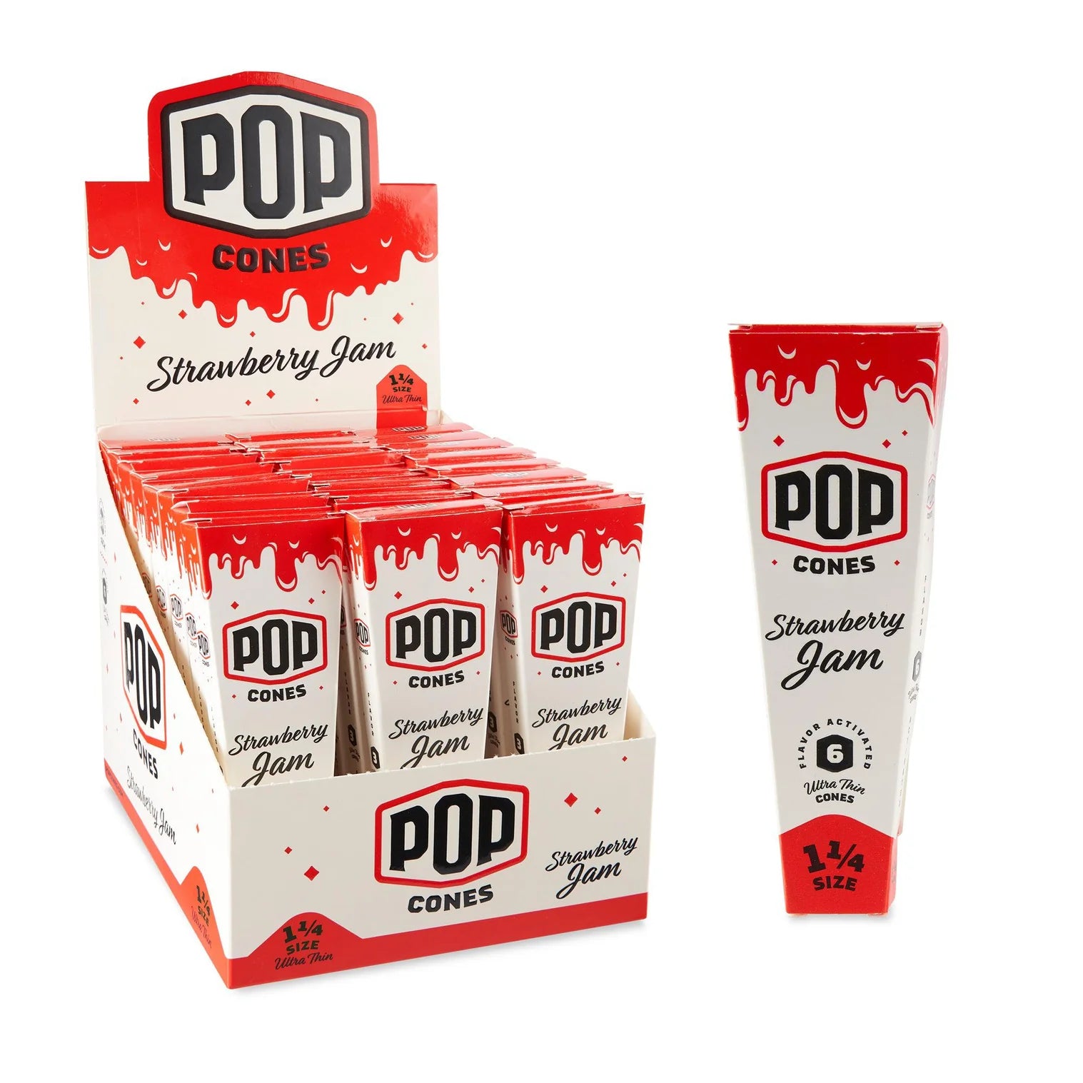 Pop Cones 1 ¼ Size Ultra Thin 6pk Cones 24ct Display