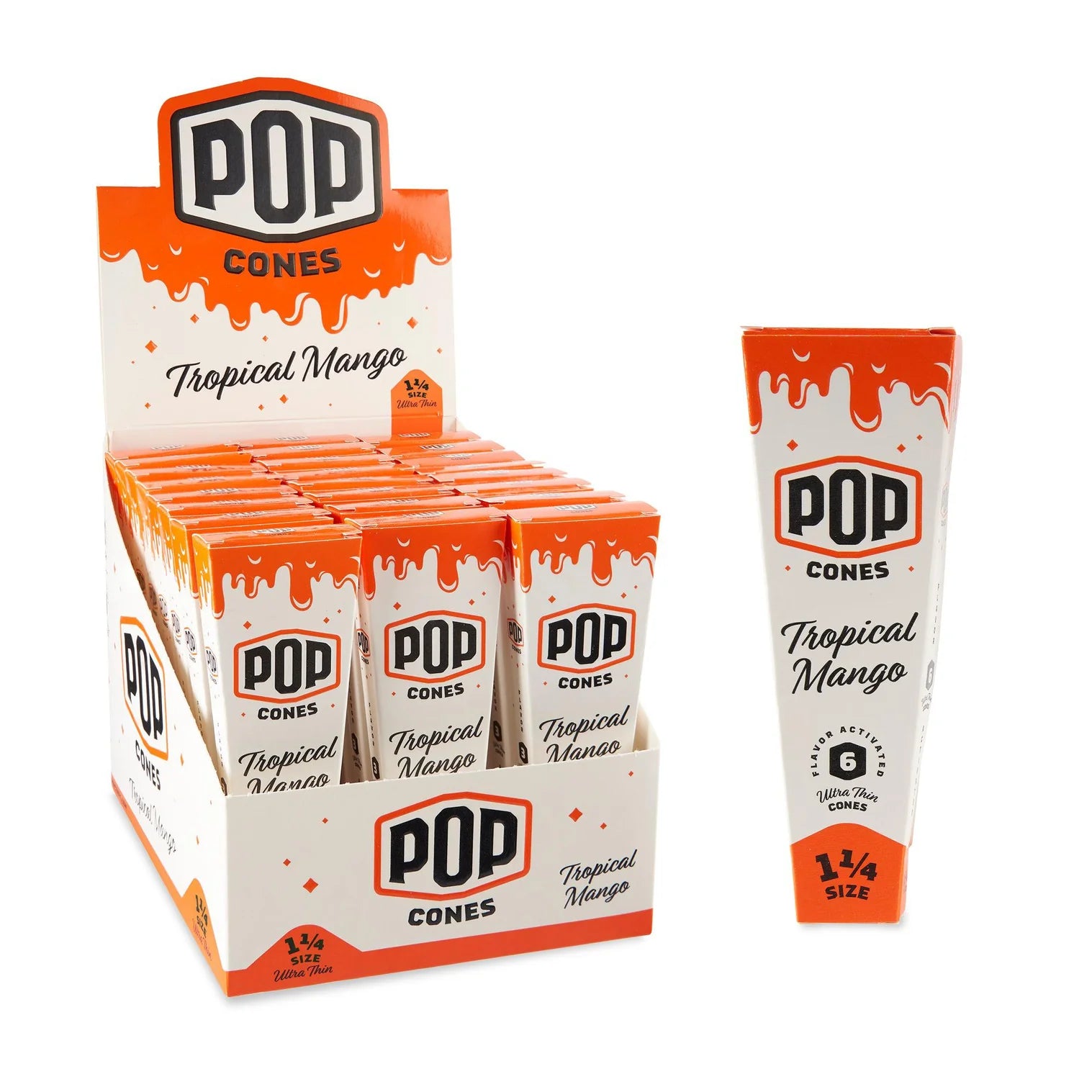 Pop Cones 1 ¼ Size Ultra Thin 6pk Cones 24ct Display