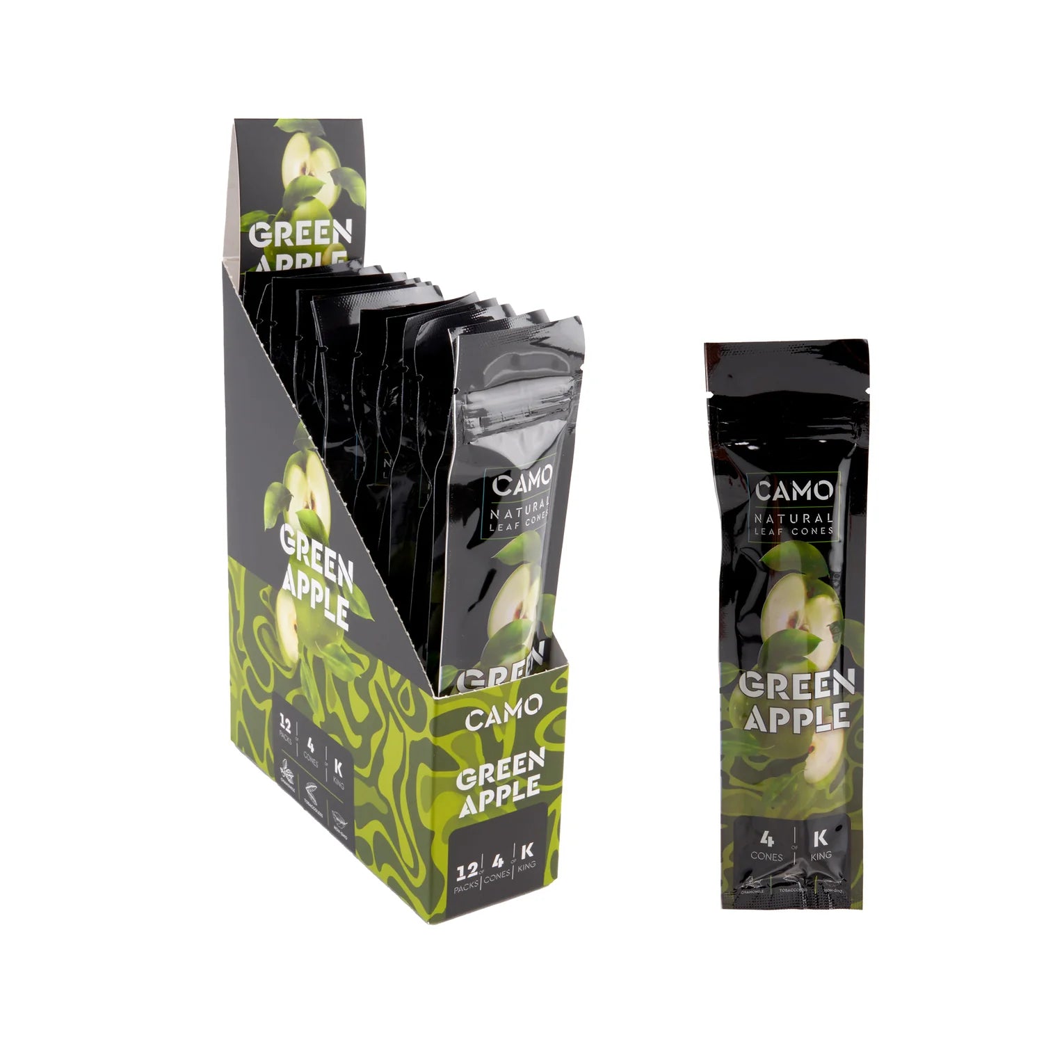 Camo Natural Leaf Cones 4pk – 12ct display