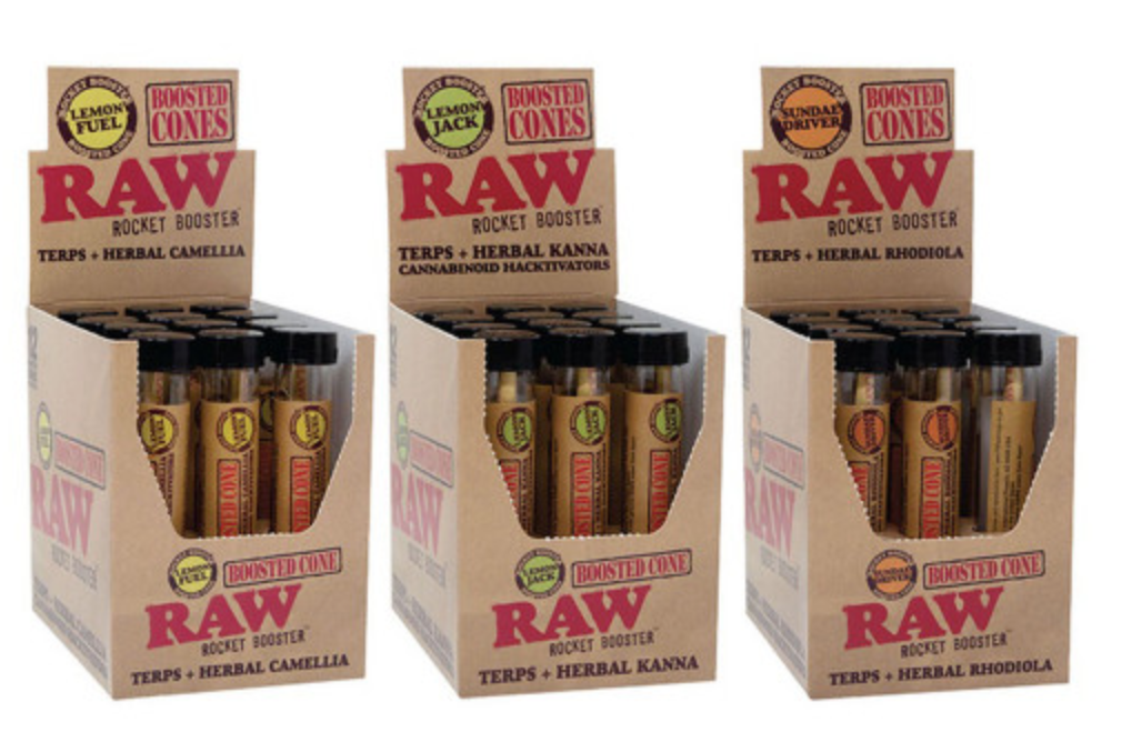 Raw - Rocket Booster Display Pack - Boosted Pre-Rolled Cones (12ct)