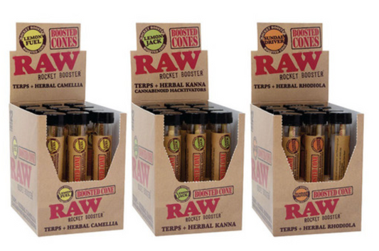 Raw - Rocket Booster Display Pack - Boosted Pre-Rolled Cones (12ct)