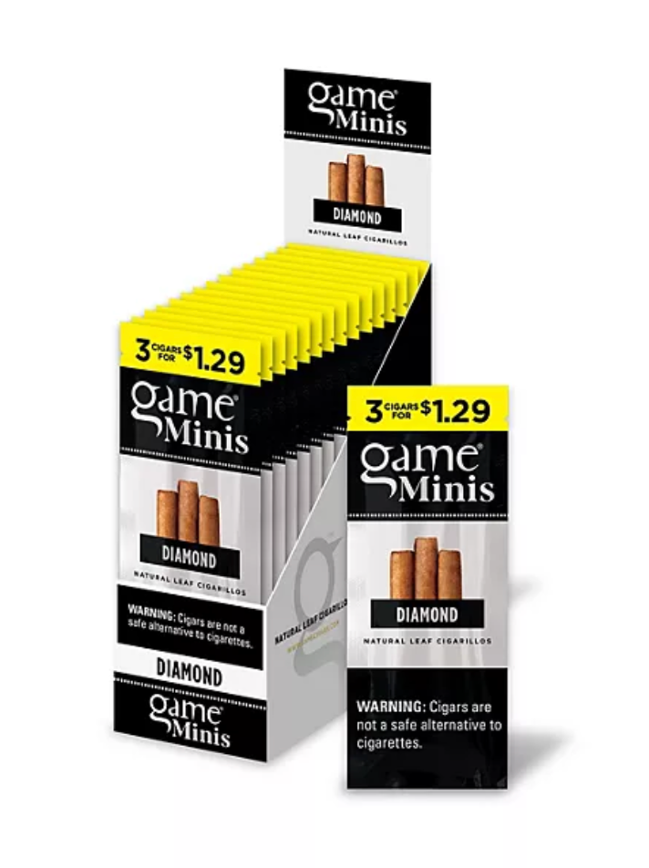 Game Mini - 3 Pack Cigarillos - Pre Priced $1.29 (2x15 Pack) - Tobacco Products