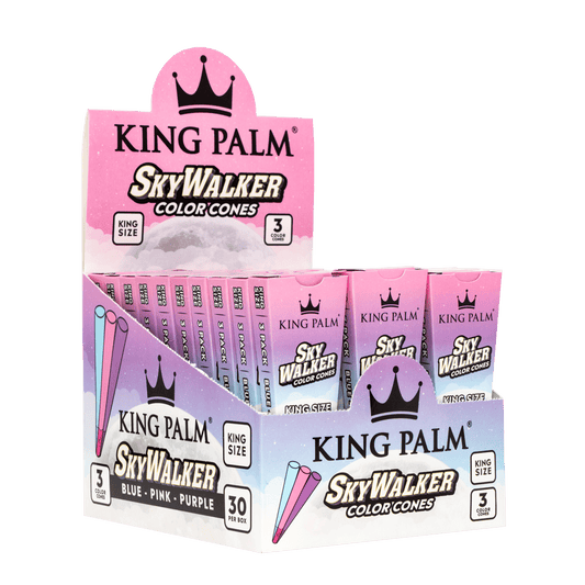King Palm SkyWalker Color Pre-Rolled Cones - 30 Per Box - King Sized