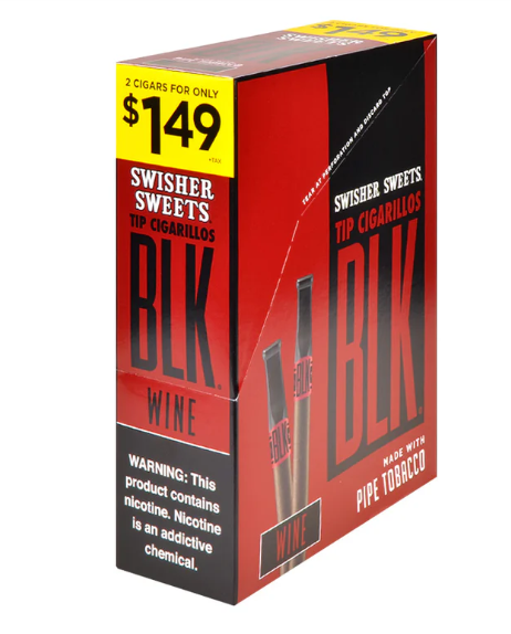 SWISHER BLK 2/1.49 TIP Cigarillo 15 Packs - Tobacco Products