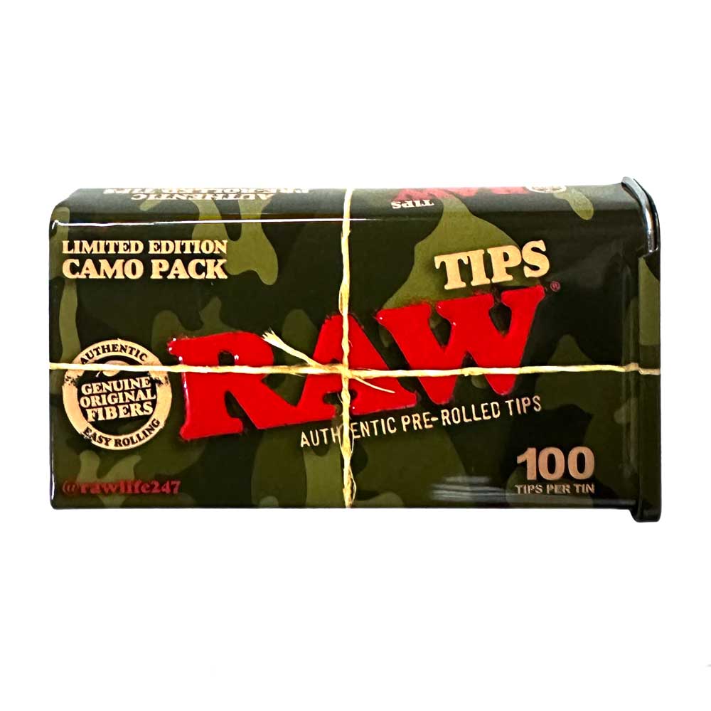 Raw Tip Pre-Rolled Camo Tin 100ct