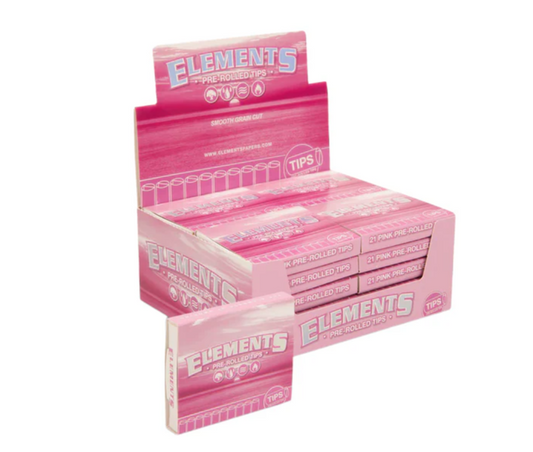 Elements Pink Rolling Papers Pre-Rolled Filter Tips - 20 packs