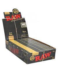 RAW - 1 1/4 Size Black Natural Classic Rolling Papers (24pc Display)