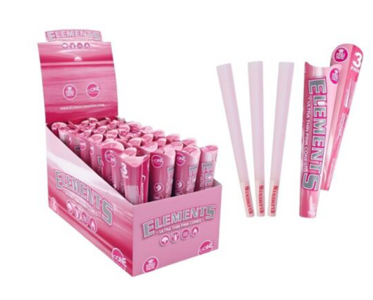 Elements Pink Pre-Rolled COnes King SIze - 32 packs