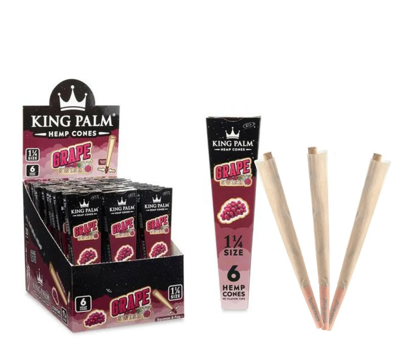 King Palm - Hemp Cones 1 ¼ Size  6pk (30ct display)