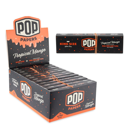 Pop Papers King Size Rolling Papers with Pre-Rolled Flavor Filter Tips (24ct Display)