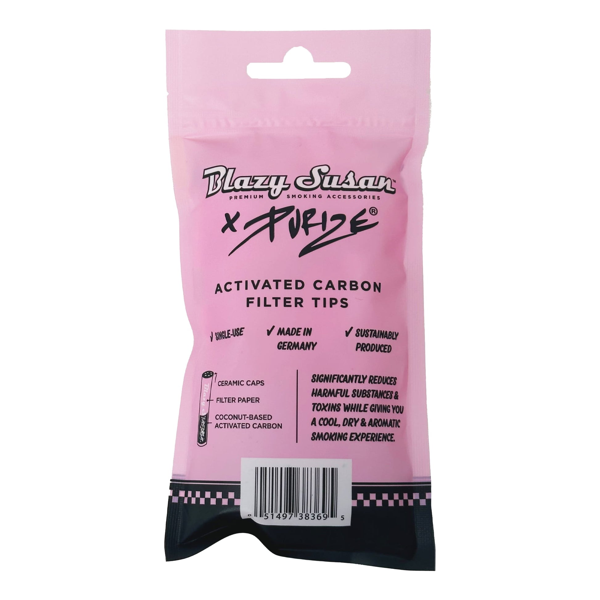 Blazy Susan Activated Carbon Filter Tips | Xtra Slim | 50ct Bag - 10 pack