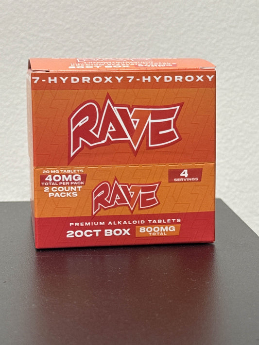 Rave 7 Hydroxy Premium Alkaloid Tablets 40mg 20ct (2pk)