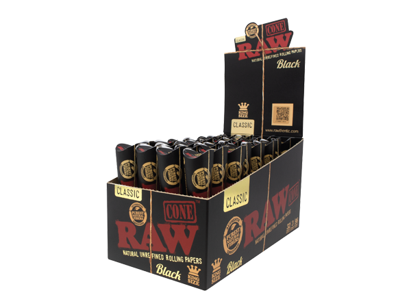 RAW - Black Pre-Rolled Cones - 6 Pack - 1 1/4 Size