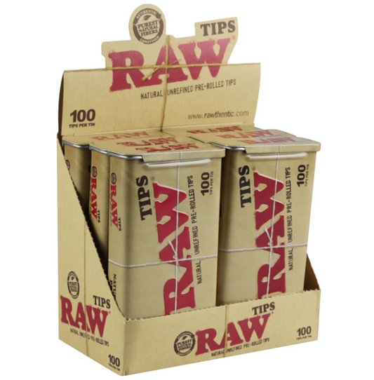 RAW - Pre-Rolled Filter Tips Tin 100 tips - 6 Pack