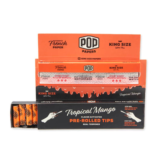 Pop Papers King Size Rolling Papers with Pre-Rolled Flavor Filter Tips (24ct Display)