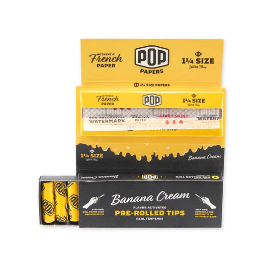 Pop Papers 1 ¼ Size Rolling Papers with Pre-Rolled Flavor Filter Tips (24ct Display)