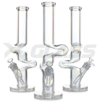 Glass Zig-Zag Straight Pipe 15" 14mm XYZ-519 (1ct)