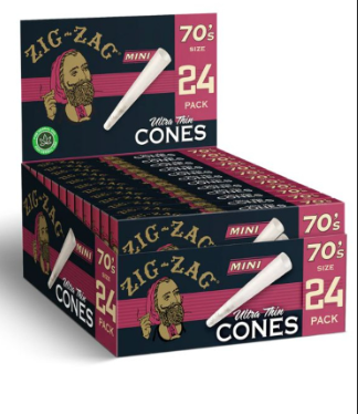 ZIG ZAG - Ultra Thin Cones 70mm Minis - 24 Ct