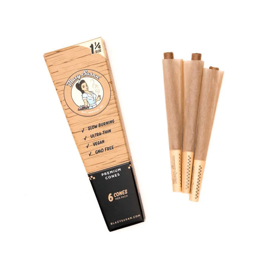 Blazy Susan - Unbleached Pre-Rolled Cones | 6 Count | 21 Per Display