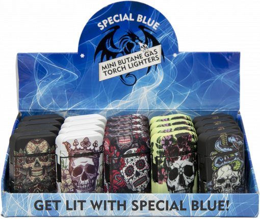 Special Blue Classic Skulls & Roses Lighter 20 PCS