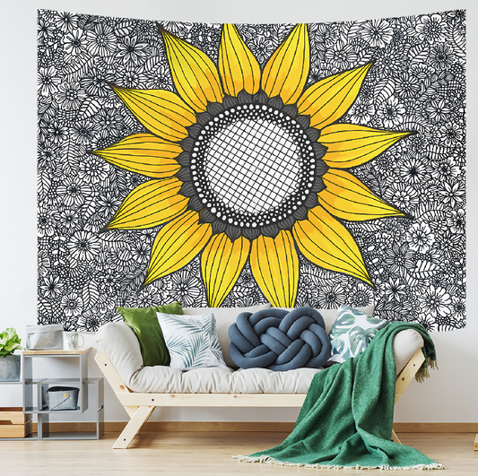 Sunflower Drawing - Tapestry